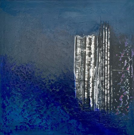 Manfred Boehme | Spiegelung in Blau | 60x60 Acryl auf Leinwand